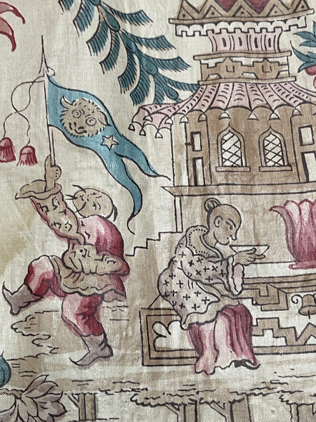 Panel of Georgian Glazed Chintz with Dragons and Exotic Creatures: C1800 England