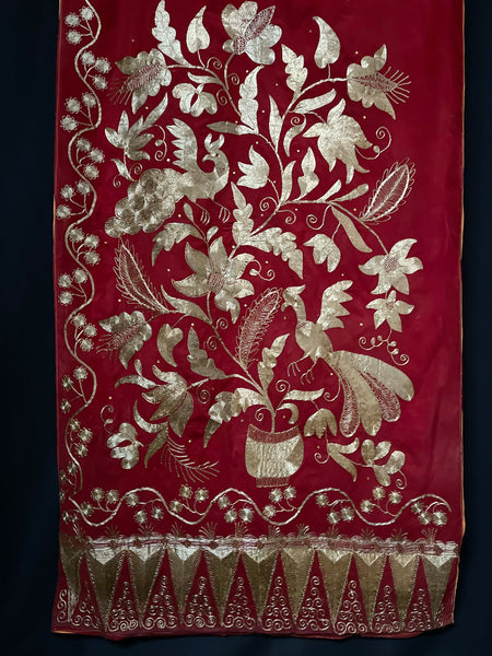 Gold Embroidered Wall Hanging with Birds: C20th Indonesia