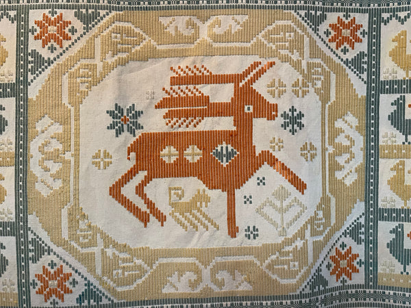 Traditional Scandinavian Flatweave Wallhanging with Mythical Horse: C1910/20 Sweden