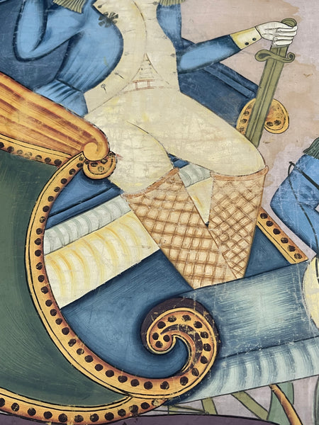 Hand Painted Silk Wallhanging Napoleon in Horse Drawn Carriage, C19th China, for export