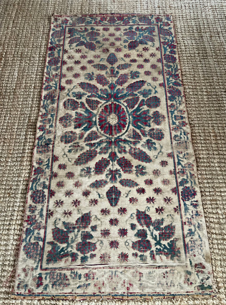 Antique Ottoman Voided Silk Velvet Pillow Yastik: 18th Century Turkey