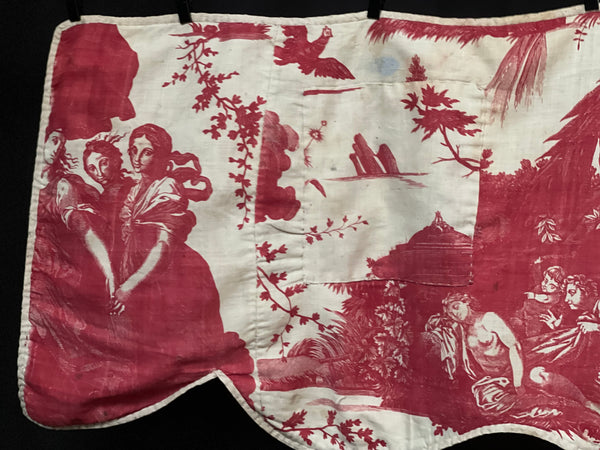 Antique Toile de Nantes ‘Chariot of Dawn’ Pelmet: C18th France