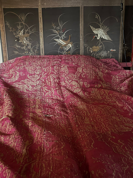 Italianate Silk Brocade Bedcover or Wallhanging: C17th Italy