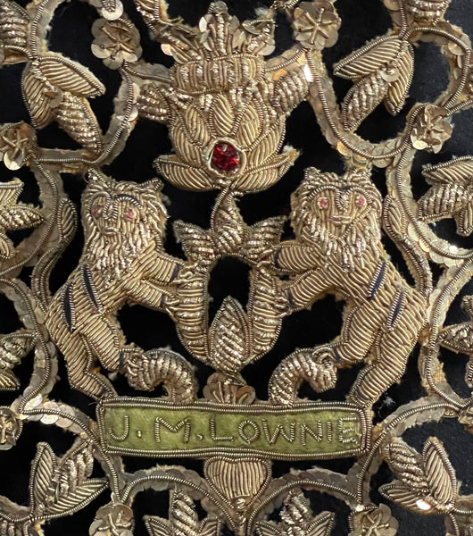 Antique Anglo India Zardozi Embroidered Heraldic Ceremonial Garland Necklace: C19th India