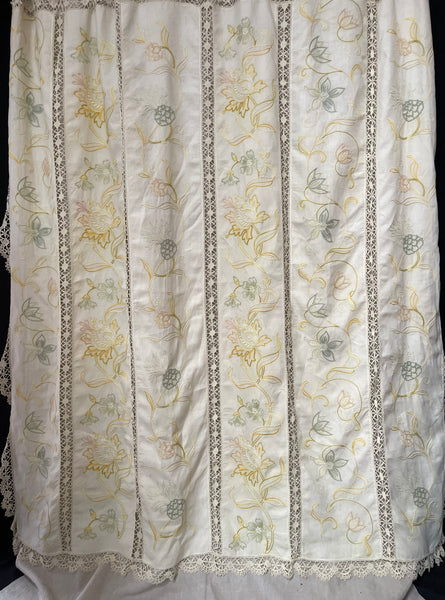 Antique Arts & Crafts Hand Embroidered Bedcover, Throw or Curtain: C1900 Britain