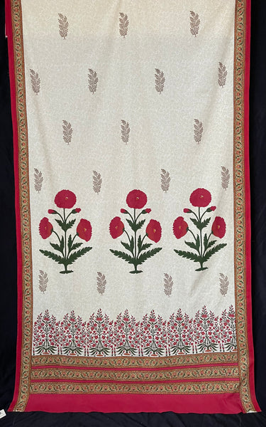 Block Printed Hangings or Curtain Panels with Poppies: C20th Jaipur, India