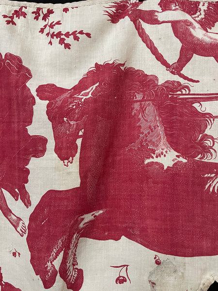 Antique Toile de Nantes ‘Chariot of Dawn’ Pelmet: C18th France