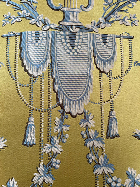 Antique Unused Silk Lampas Sample Panel with Original Label: C18th France