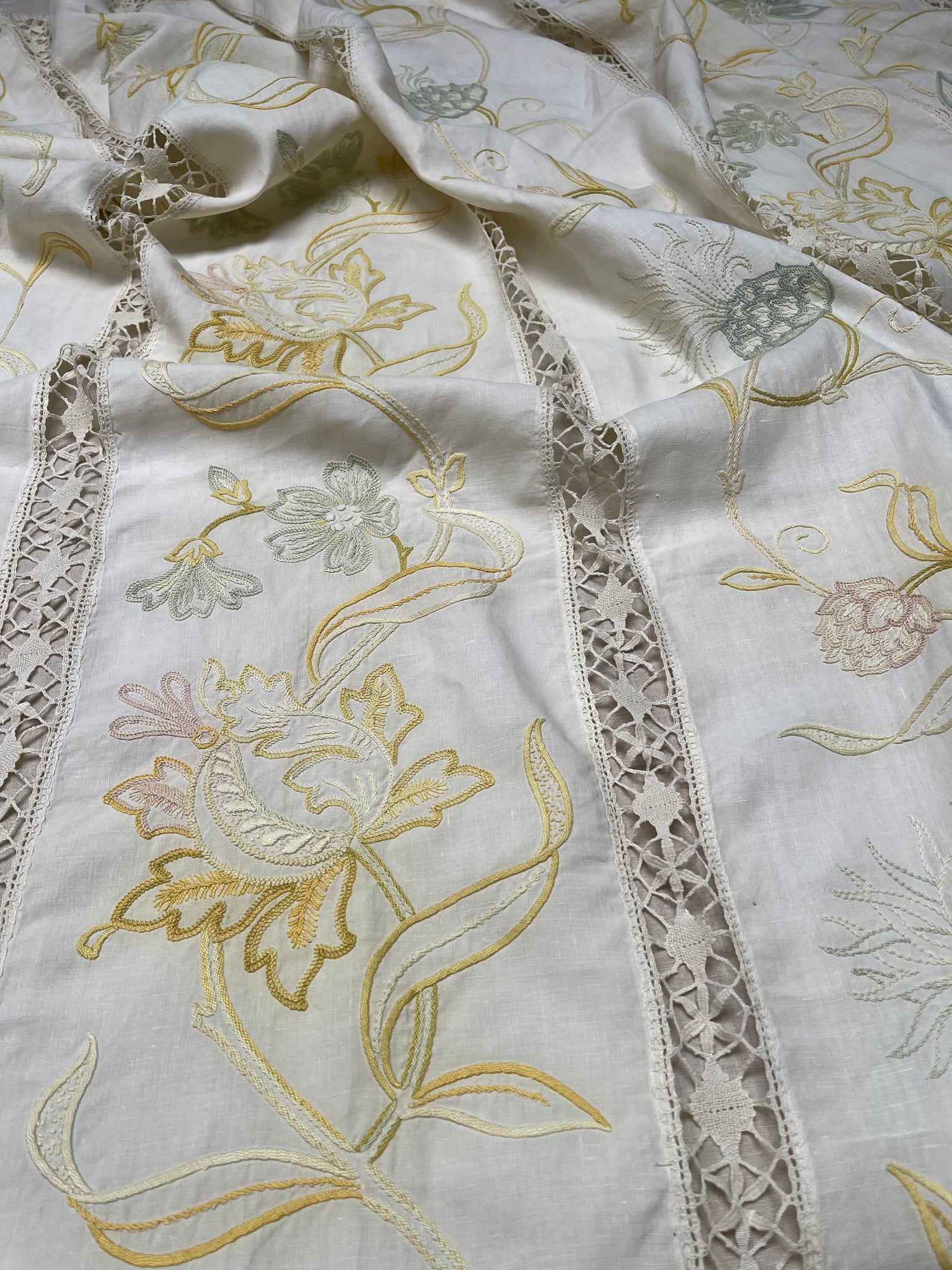 Antique Arts & Crafts Hand Embroidered Bedcover, Throw or Curtain: C1900 Britain