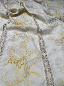 Antique Arts & Crafts Hand Embroidered Bedcover, Throw or Curtain: C1900 Britain