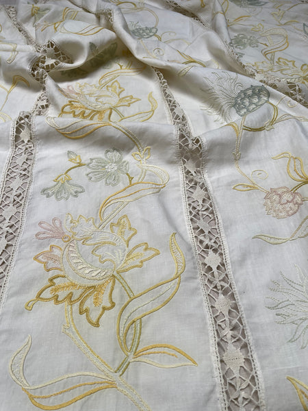 Antique Arts & Crafts Hand Embroidered Bedcover, Throw or Curtain: C1900 Britain