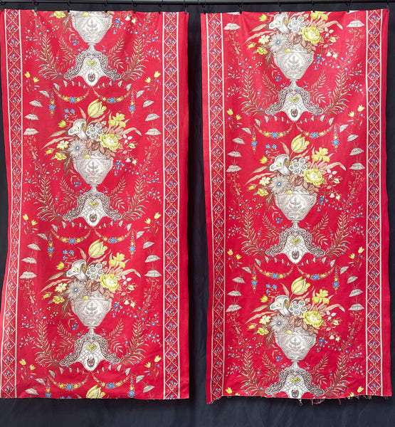 Pair Decorative Chinoiserie Panels with Urns and Florals: C20th Europe