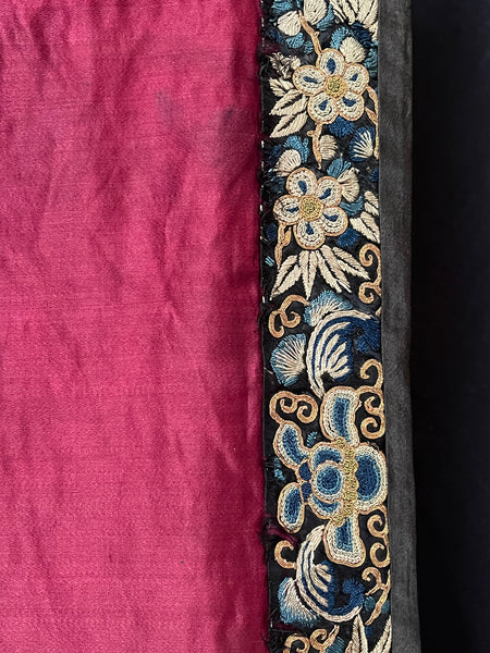 Antique Gilt Thread and Silk Embroidery with Elephants: C19th China