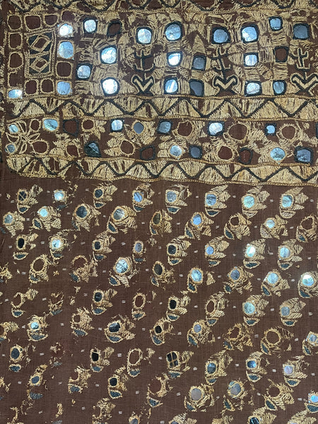 Antique Traditional Floss Silk Embroidered and Mirrored Phulkari Wallhanging Interior Decor Collectable