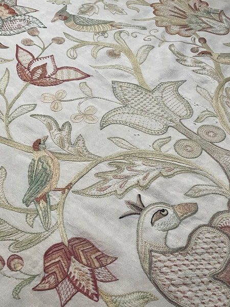 Antique Arts and Crafts Jacobean Revival Crewelwork Wallhanging with Tree of Life: C1900 Britain