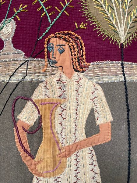 Large Appliqué & Embroidered Figurative Wall Hanging: C1950 Britain