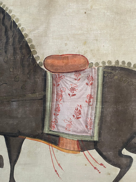 Antique Handpainted Wallhanging Pashawai Decorative Horse: late C19th early C20th