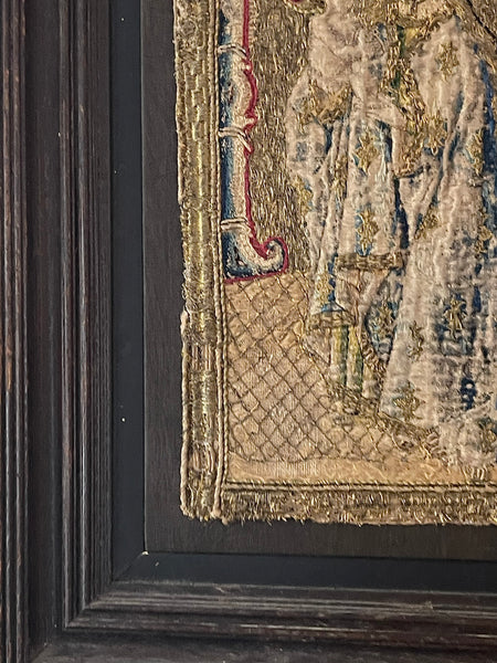 Antique Opus Anglicanum Medieval Orphrey Embroidery Madonna and Child: C16th England