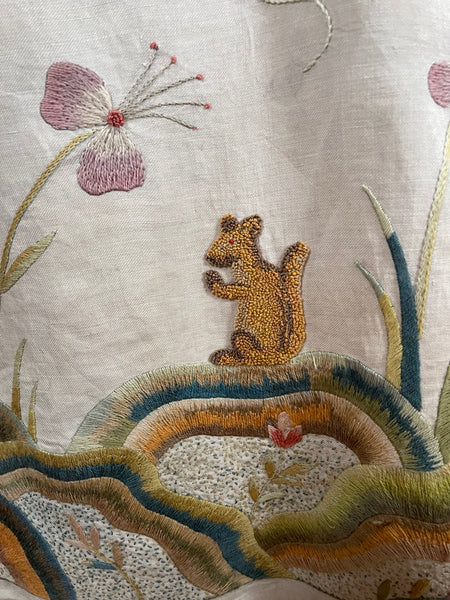 Antique Arts and Crafts Jacobean Revival Crewelwork Tree of Life Wallhanging: Early C20th Britain