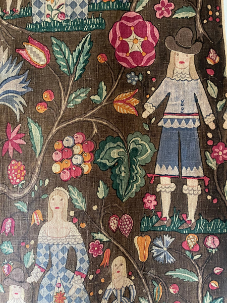 Antique Folk Art Jacobean Revival Figurative Wallhanging: Early 20th Century Europe. 150 x 79cm