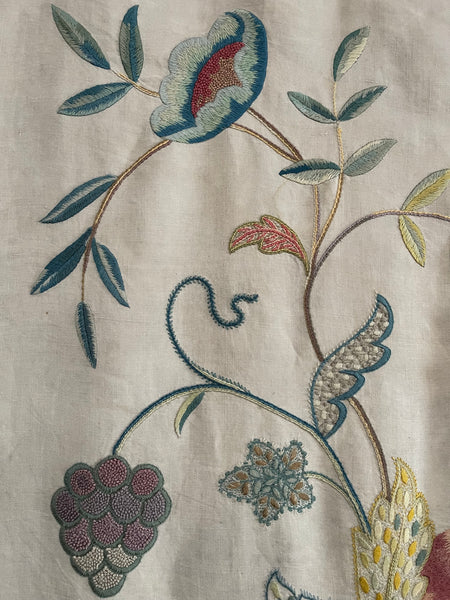 Antique Arts and Crafts Jacobean Revival Crewelwork Tree of Life Wallhanging: Early C20th Britain