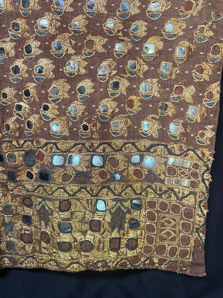 Antique Traditional Floss Silk Embroidered and Mirrored Phulkari Wallhanging Interior Decor Collectable