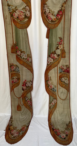 Pair Trompe L’oeil Aubusson Tapestry Portier Wall Hangings: C18th France