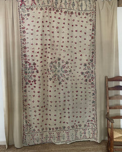 Antique Abochani Silk Embroidered with Mirrors Bedcover or Curtain: C19th/20th Sinh
