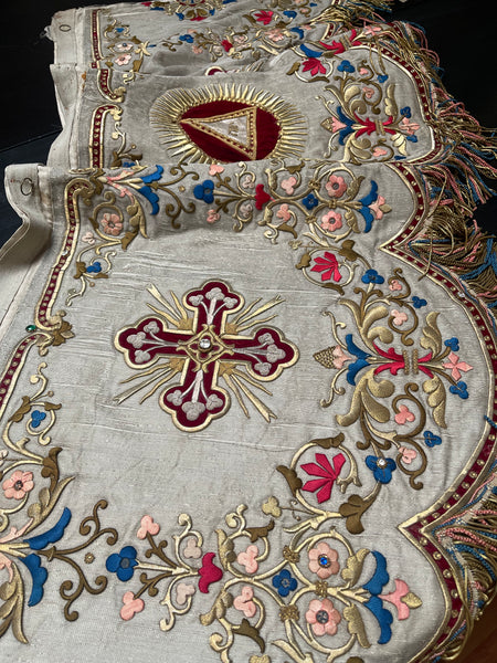 Antique Gilt Embroidered & Appliquéd Ecclesiastical Pelmet: C19th France