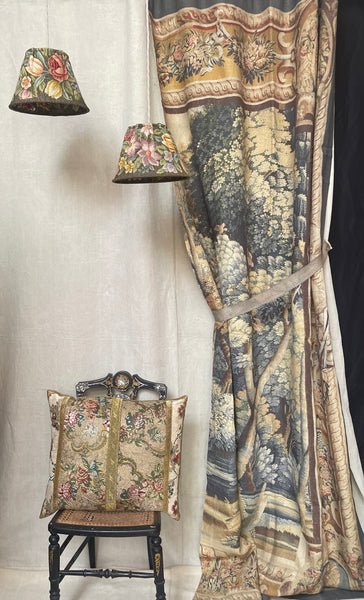 Bespoke Handmade Rococo Ecclesiastical Embroidered Silk Brocade Cushion Pillow: C18th France