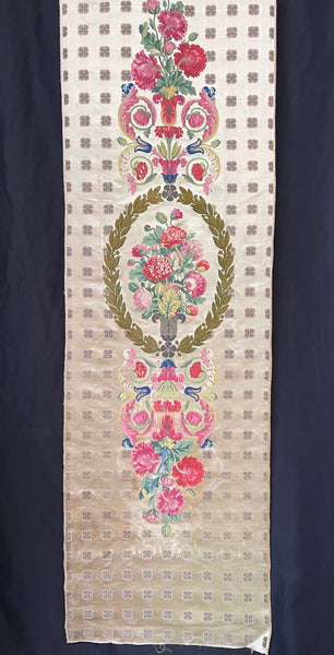 Antique Rare Silk Lampas Wallhanging Hand Woven Silk Panel: C18th France