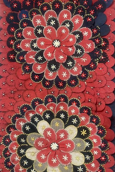 Antique Folk Art ‘Penny Rug’ Table Runner Wallhanging: C1900 Europe