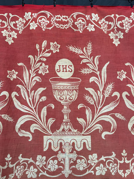 Arts & Crafts Printed Cotton Wall Hanging Banner Pelmet Gothic Ecclesiastical: C1900 Britain