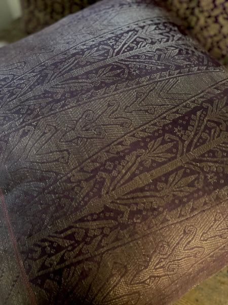 Bespoke Square Cushion Antique Silk Brocade: C19th Sumatra