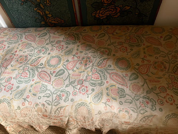 Arts and Crafts Hand Block Printed Folk Art Bedcover: C1910 Britain