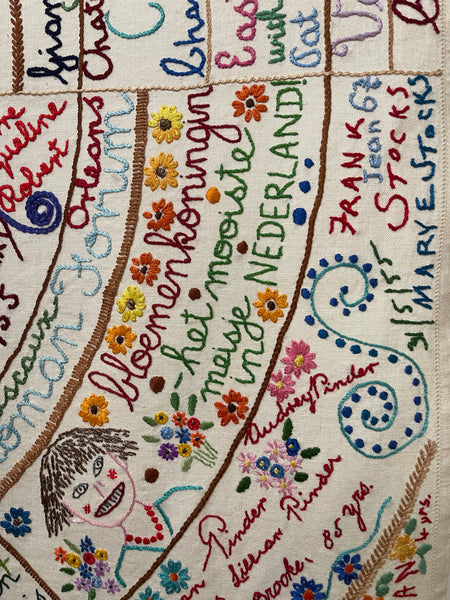 Antique Folk Art Sampler Wallhanging Family Heirloom Collectable: C1950s England