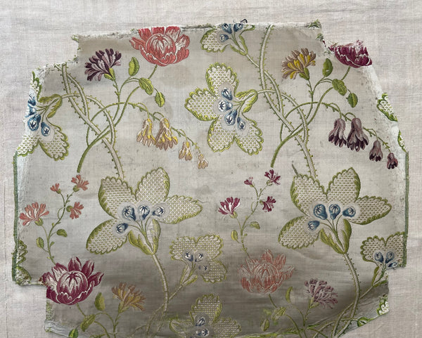 Antique Eighteenth Century Rococo Silk Brocade Panels: C18th Lyon, France
