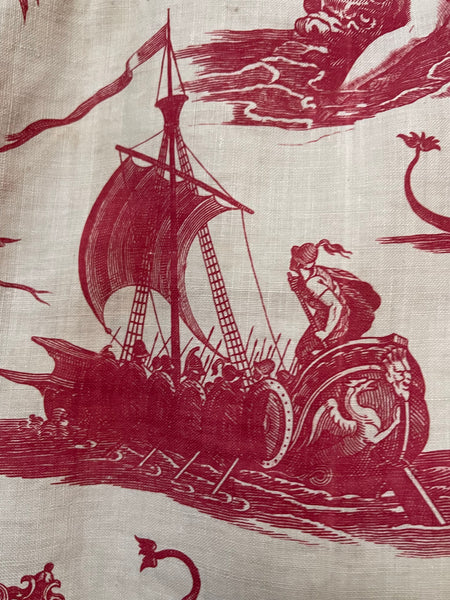 Antique Toile de Nantes ‘Chariot of Dawn’ Pelmet: C18th France