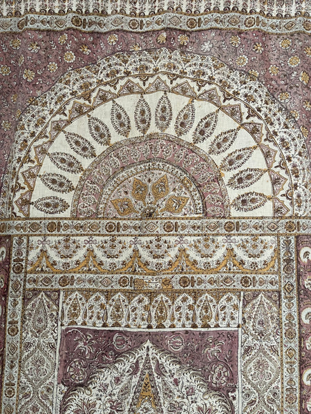 Antique Hand Block Printed Kalamkari Wallhanging: C19th India