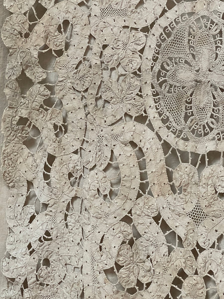 Early Antique Milanese Tape Lace Panel Handmade Collectable Italian Antique Lace: C18th Century, Milan, Italy