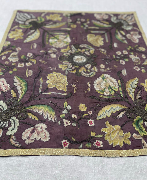 Early Silk and Metal Thread Embroidered Chalice Cover: C17th Europe