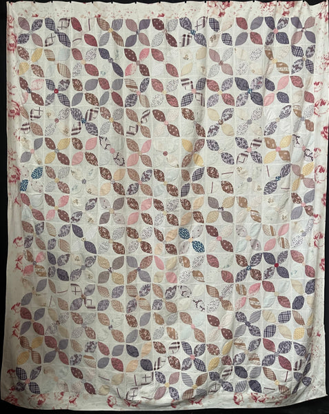 Antique Handmade ‘Orange Peel’ Patchwork Quilt: C19th England