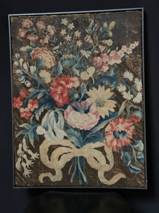 Early Fine Needlepoint Still Life with Flower Bouquet: C18th France