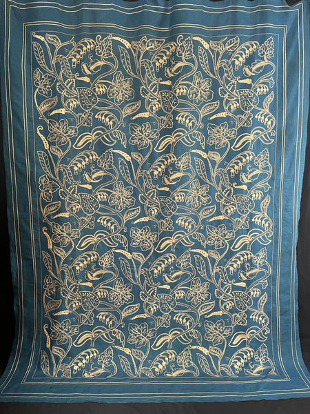 Antique Arts and Crafts Silk Embroidered Bedcover, Curtain,Wallhanging: C1900 Europe