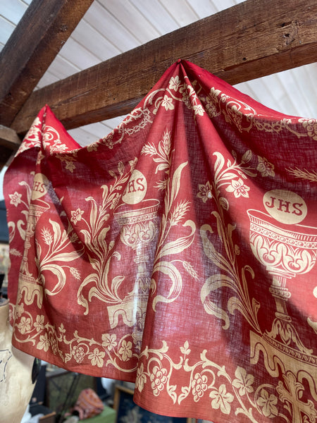 Arts & Crafts Printed Cotton Wall Hanging Banner Pelmet Gothic Ecclesiastical: C1900 Britain