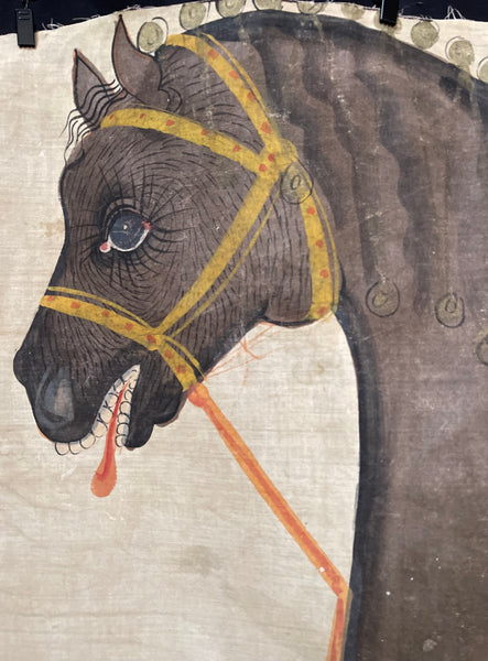 Antique Handpainted Wallhanging Pashawai Decorative Horse: late C19th early C20th