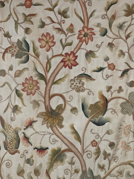 Jacobean Revival Embroidered Tree of Life Crewelwork Wall or Bedhanging: C1900 Britain