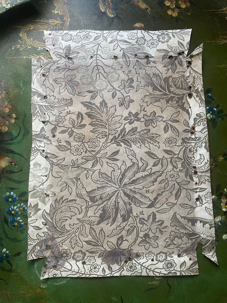 Antique Arts & Crafts Hand Block Printed Chintz Fragment: C1900 British