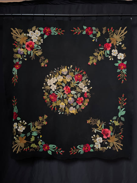 Traditional Folk Art Appliqué and Embroidered Wallhanging: C19th Muhu Island Estonia