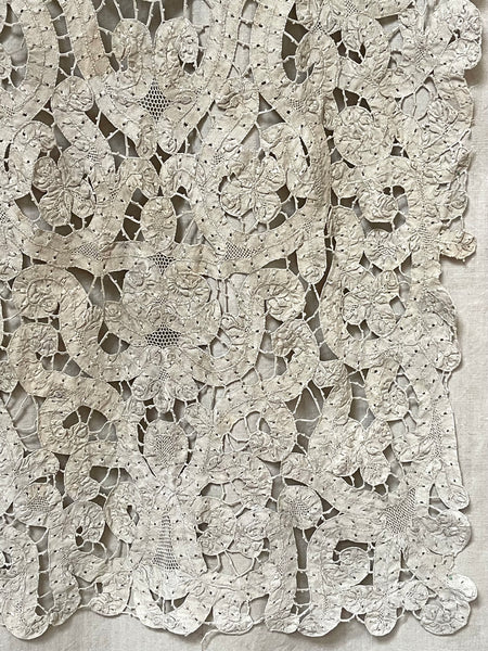 Early Antique Milanese Tape Lace Panel Handmade Collectable Italian Antique Lace: C18th Century, Milan, Italy